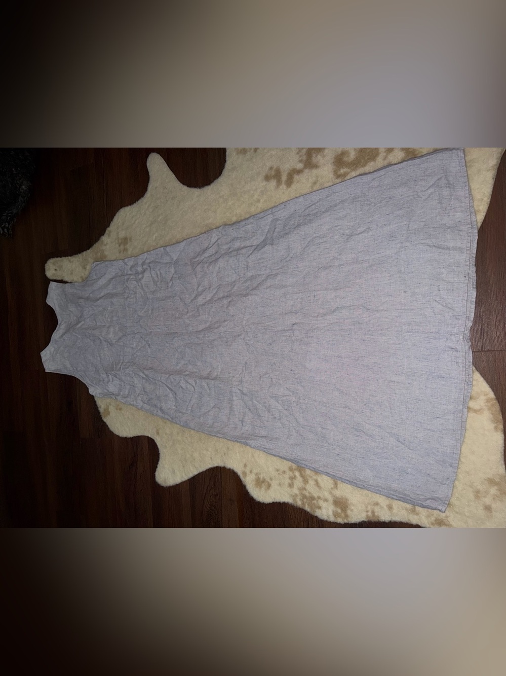 Rare flax maxi linen dress light blue summer fall pocket casual vtg coastal $200 - Picture 7 of 14